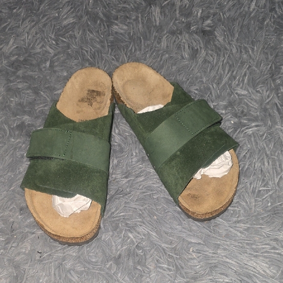 Birkenstock Forest Green Suede Slides - Picture 1 of 6